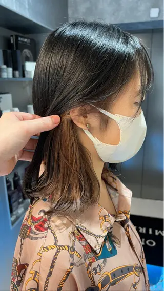 ミディアム カラー 👑垢抜け韓国ヘア ハッシュカット唯澄のヘアスタイル