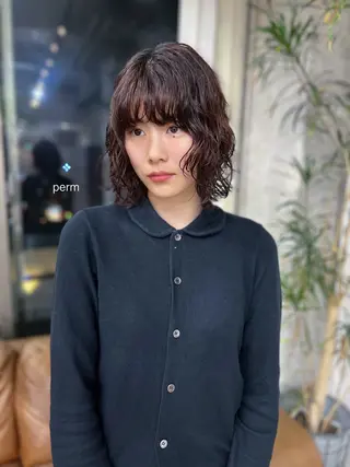 ミディアム カラー パーマ 水野 雪 /パーマ/暖色カラーのヘアスタイル