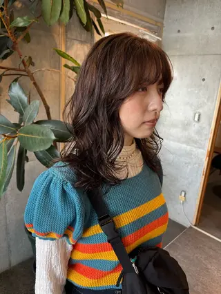 セミロング カラー パーマ 大林 エリコのヘアスタイル