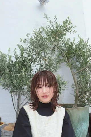 ミディアム タンバルモリパーマ 礒井メンキのヘアスタイル