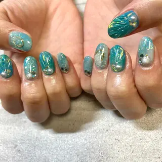 ショート カラー パーマ ヘアアレンジ メンズ キッズ ネイル マツエク・マツパ アイブロウ 今福鶴見ネイル 8(ｴｲﾄ)のネイルデザイン