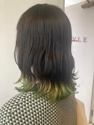 セミロング カラー 羽エクステ/シール エクステ/横浜駅5分のヘアスタイル