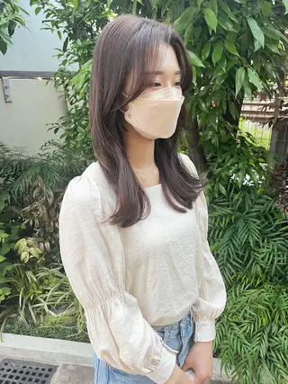 セミロング カラー 菅原リキヤ くびれレイヤーヘアのヘアスタイル