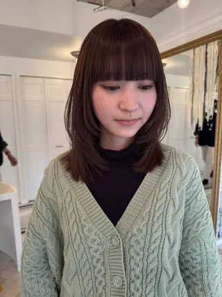 ミディアム ブリーチカラー🎀 韓国風/寺門美優のヘアスタイル