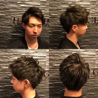 ショート メンズカットフェード パーマ/前山竜貴のヘアスタイル