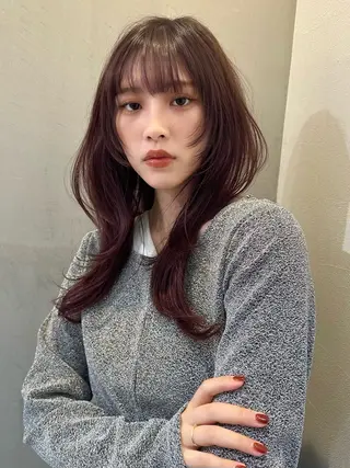 セミロング カラー 縮毛矯正　髪質改善 韓国風レイヤー　吉田のヘアスタイル