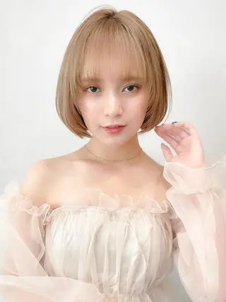 ショート カラー ミディアム/顔周り/ ベージュ🌼mayuのヘアスタイル