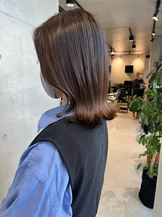 セミロング カラー 透明感/オリーブ/ グレージュ/YUKAのヘアスタイル