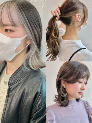 ミディアム カラー インナーカラー/レイ ヤーカット♡/マキシのヘアスタイル