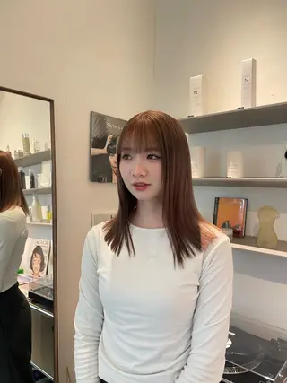 セミロング カラー HITOMI 福岡パーマのヘアスタイル