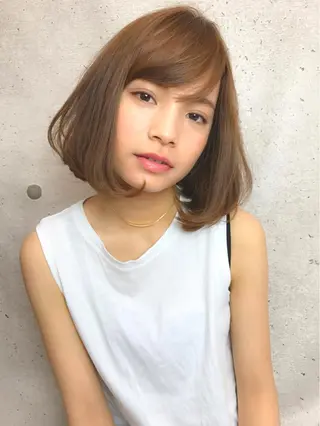 ミディアム カラー パーマ やまだ まいのヘアスタイル