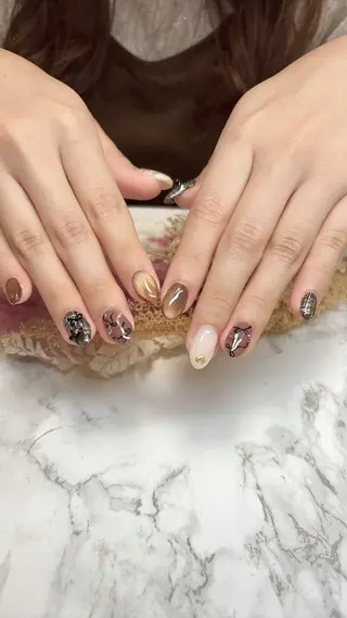 ネイル はな💎ネイル ワンホン、長さ出しのネイルデザイン