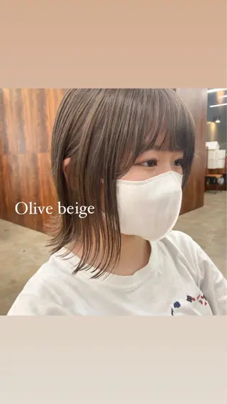 ミディアム カラー 暖色/艶髪/ボブ/ ショート/Ayaのヘアスタイル