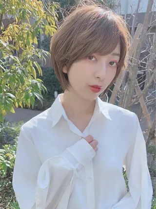 ショート カラー パーマ 【公式】amble luxe池袋東口🩷のヘアスタイル