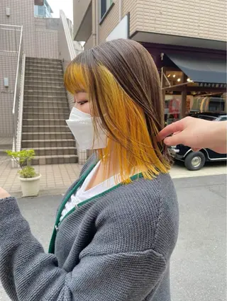 ミディアム カラー 派手髪/ハイトーン RIN🩵ྀིのヘアスタイル