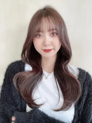 ロング カラー パーマ 新宿✨顔周りカット 韓国ヘア/坂本亜裟海のヘアスタイル