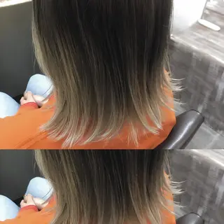 ミディアム カラー ハイライト、レイヤー カット/西梅田/中西のヘアスタイル