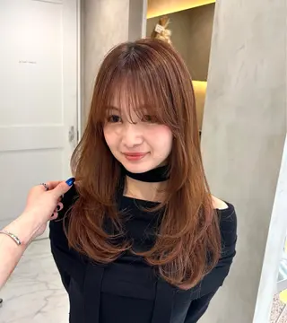 セミロング カラー レイヤーカット×暖色 カラー🎀ASAKAのヘアスタイル