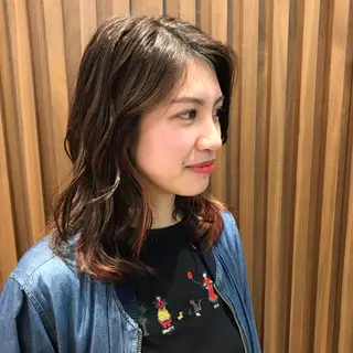ミディアム カラー ヘアアレンジ 美容室Hanako所属・関 沙緒里のヘアスタイル