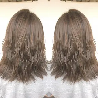 セミロング カラー パーマ ヘアアレンジ エグチ アキラのヘアスタイル