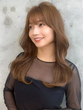 セミロング カラー 新宿/韓国風レイヤー 髪質改善/渋谷直樹のヘアスタイル