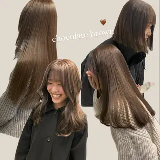 ミディアム カラー ミルクティー× グレージュMOMOのヘアスタイル