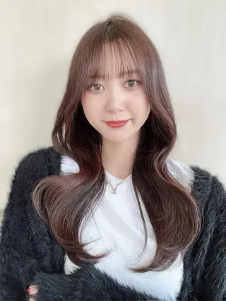 ロング カラー 新宿✨顔周りカット 韓国ヘア/坂本亜裟海のヘアスタイル