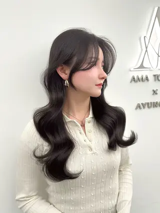 セミロング カラー 🇰🇷韓国風くびれ ヘア🇰🇷中村優大のヘアスタイル