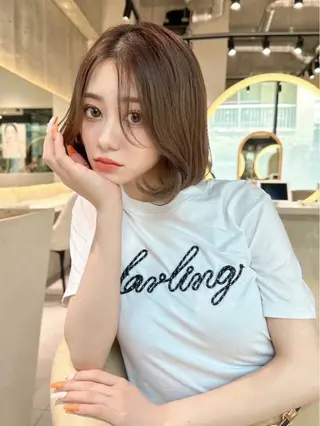 ミディアム まいか🤎髪質改善 ミルクティーボブ🎀のヘアスタイル