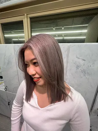 ミディアム カラー ハイトーン&髪質改善 ＆韓国エクステ🤎のヘアスタイル