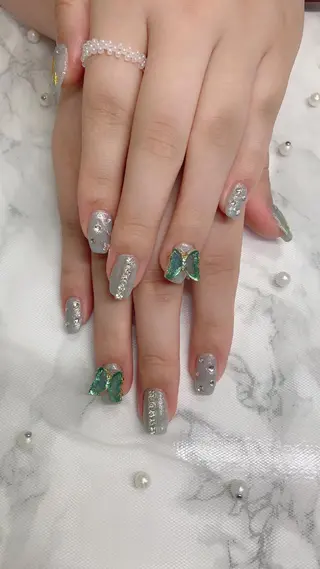 ネイル はな💎ネイル ワンホン、長さ出しのネイルデザイン