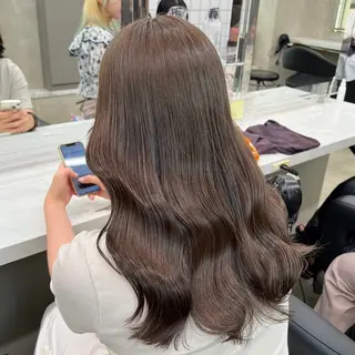 ロング カラー パーマ ヘアアレンジ メンズ キッズ ブリーチなしカラー/ ブラウン/レイヤーのヘアスタイル