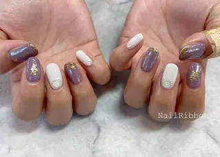 ネイル ネイルリボン 受付スタッフのネイルデザイン