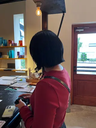 ショート 暖色カラー／ボブ／ 酸性ストレート／羽菜のヘアスタイル