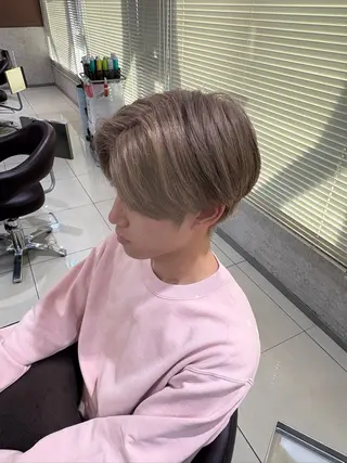 カラー メンズ フェザーパーマ/ ダブルカラー/藤田のヘアスタイル