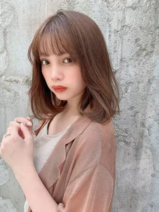 ミディアム カラー 透明感/オリーブ/ グレージュ/YUKAのヘアスタイル
