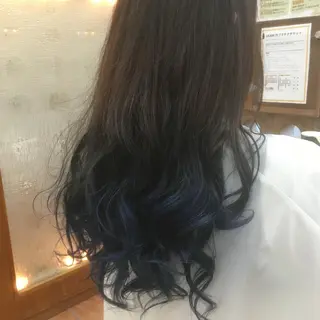 セミロング カラー 白髪ぼかしハイライト 柳川拓哉のヘアスタイル