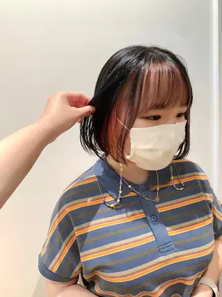 ミディアム カラー GO TODAY SHAiRE SALON 梅田店所属・赤み消しカラー/ボブ チャネリングカットのヘアスタイル