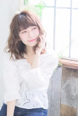 ミディアム カラー パーマ 山下 直人のヘアスタイル