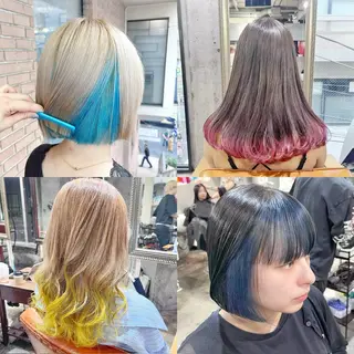 セミロング カラー ヘアアレンジ ヘアセット💘 似合わせカラーのヘアスタイル