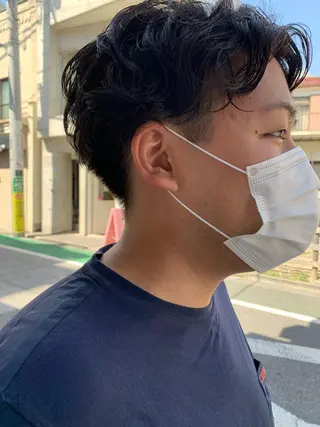 ショート カラー パーマ メンズ パーマ/透明感カラー /ボブ/吉田一生のヘアスタイル