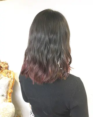 セミロング カラー パーマ ヘアアレンジ エグチ アキラのヘアスタイル