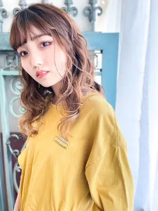 ロング カラー パーマ ヘアアレンジ メンズ 表参道Lise おおいしおりのヘアスタイル