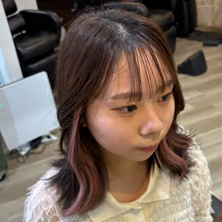 ミディアム 🎀ハイトーン/ 艶カラー/夕月🎀のヘアスタイル