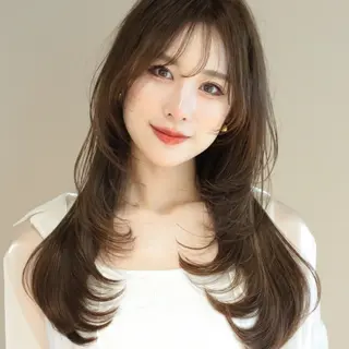 ロング Nanako。/韓国 ヘア/顔周りカットのヘアスタイル