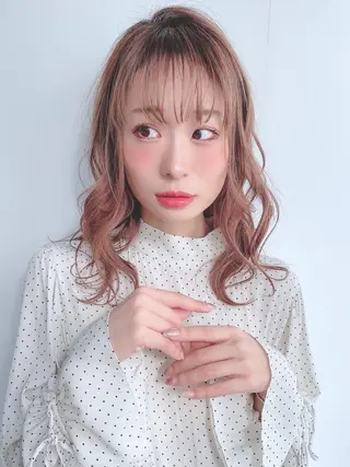 ミディアム カラー パーマ ヘアアレンジ 美髪矯正 Rioのヘアスタイル