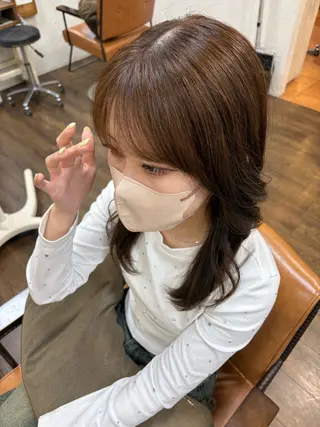 セミロング カラー chacha blanc元山のヘアスタイル