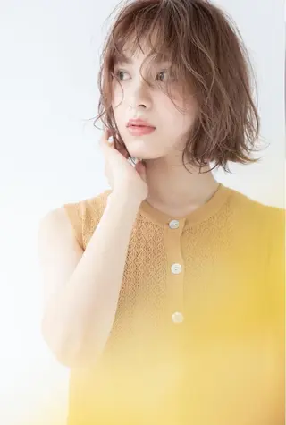 ミディアム カラー パーマ 井村 拓未のヘアスタイル