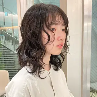 ミディアム パーマ マンツーマン/ shihoのヘアスタイル