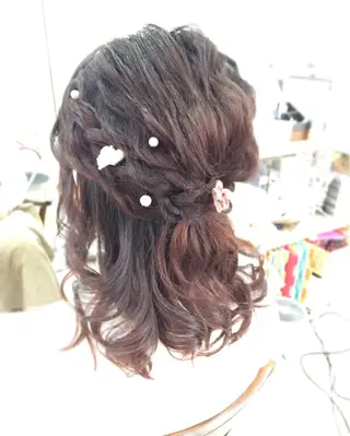 セミロング ヘアアレンジ ヘアセット/卒業式 袴着付け✨清水玲歌のヘアスタイル
